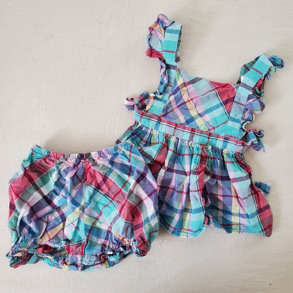 Ralph Lauren plaid girl 2-piece shirt bloomers 18 months